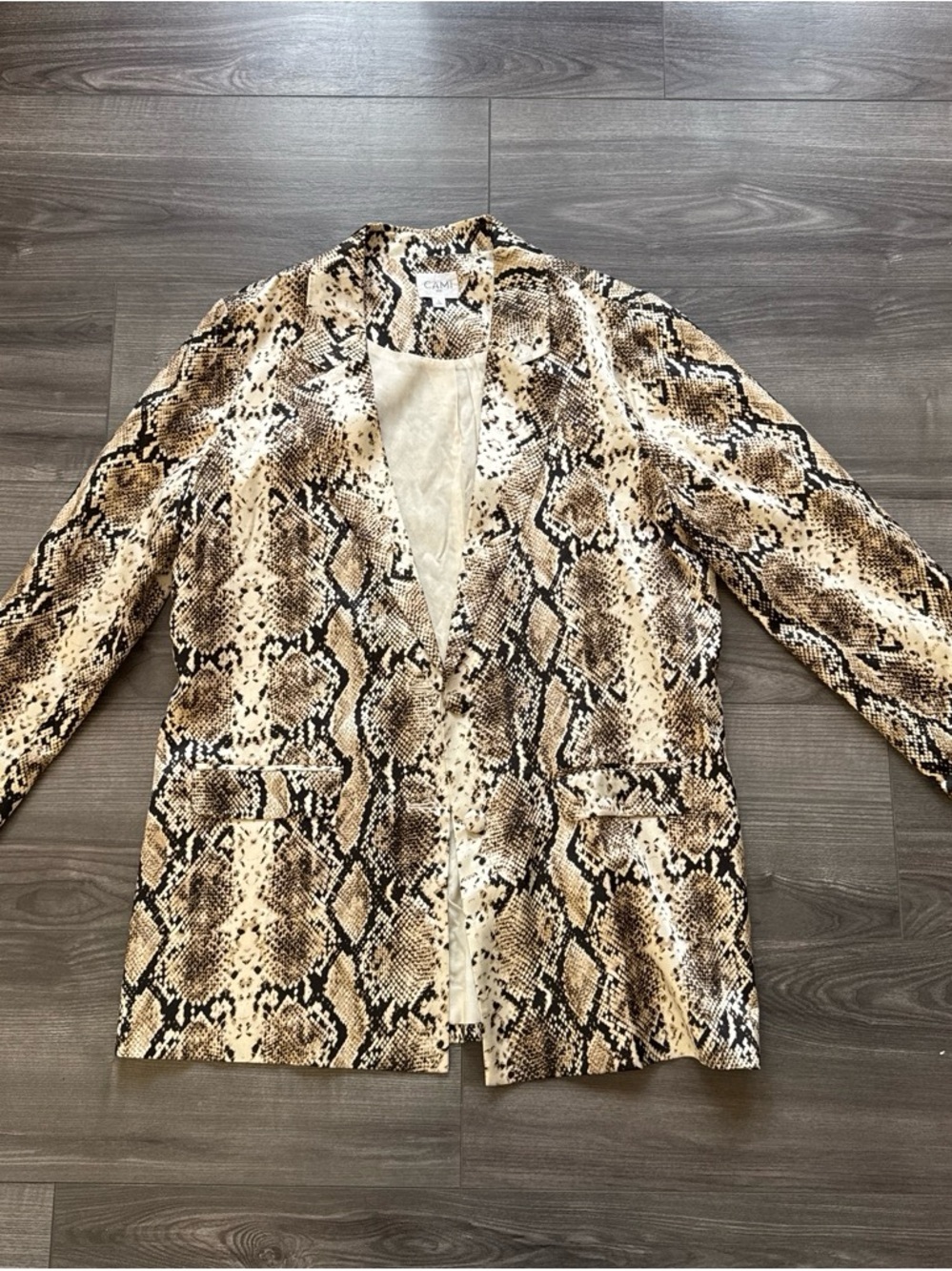 Cami NYC Neutral Snake-Print Jacket - Black & Cream